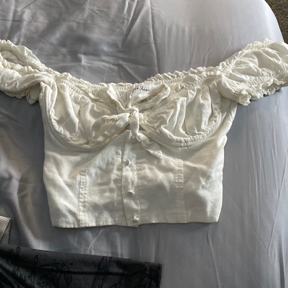 princess polly white cropped earthial shirt